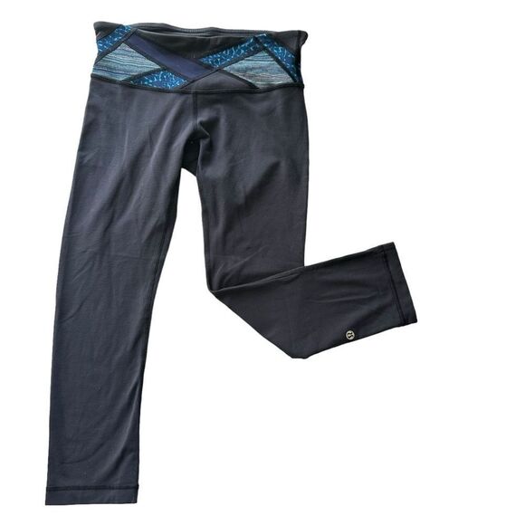 Lululemon wunder under crop patchwork waistband capri legging size 4 - Picture 2 of 5